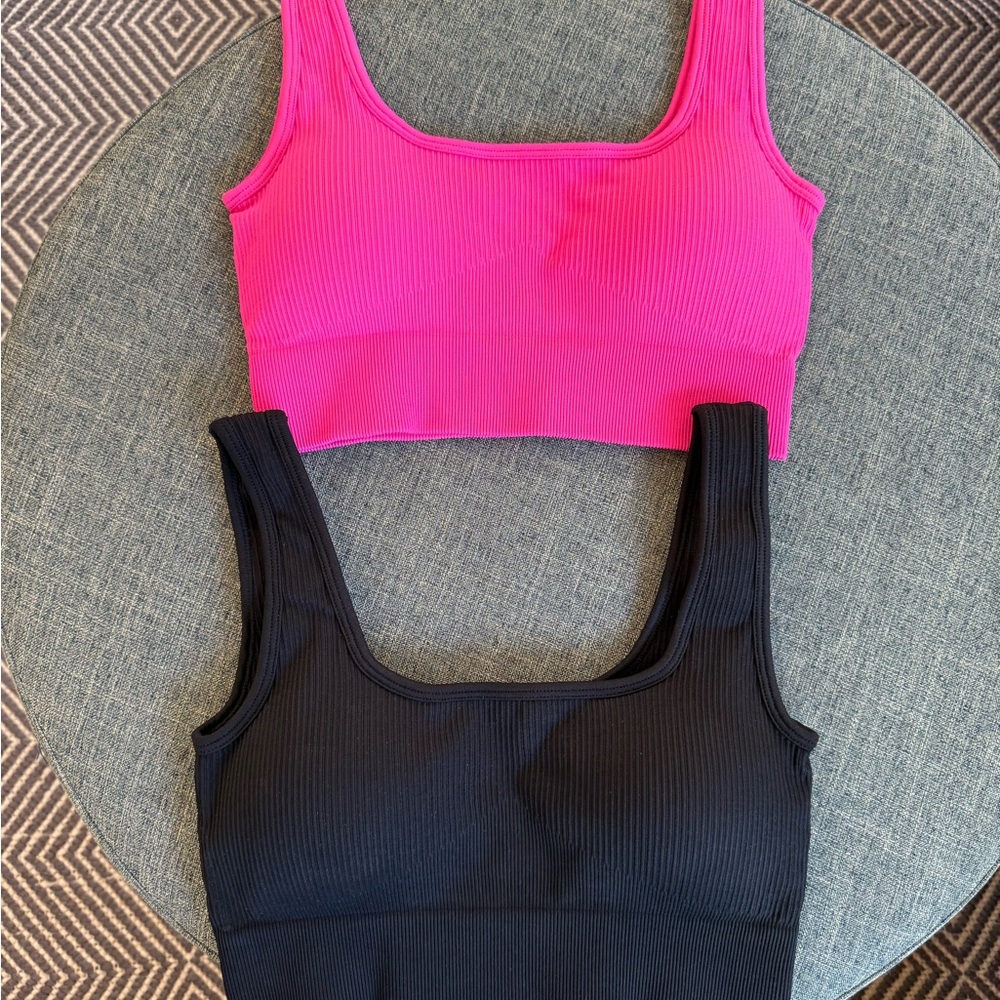 Women's Pink and Black Sports Bras